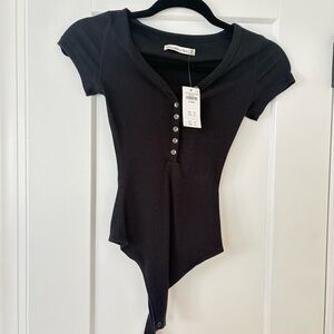 Abercrombie & Fitch Black Button Bodysuit | NWT | Size XXS